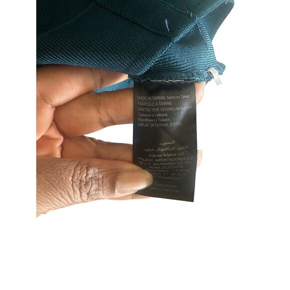 Bebe Women's Bandage Bodycon Dress Medium Long Sleeve Cutout Mini Teal Blue - Picture 6 of 16